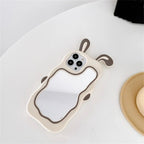 Protective Apple iPhone Back Cover - 3D Rabbit Makeup Mirror iPhone Soft Silicone Rubber Case - Style 5