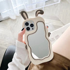 Protective Apple iPhone Back Cover - 3D Rabbit Makeup Mirror iPhone Soft Silicone Rubber Case - Style 2