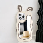 Protective Apple iPhone Back Cover - 3D Rabbit Makeup Mirror iPhone Soft Silicone Rubber Case - Style 3