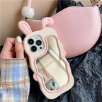 Protective Apple iPhone Back Cover - 3D Rabbit Makeup Mirror iPhone Soft Silicone Rubber Case