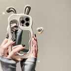 Protective Apple iPhone Back Cover - 3D Rabbit Makeup Mirror iPhone Soft Silicone Rubber Case - Style 4