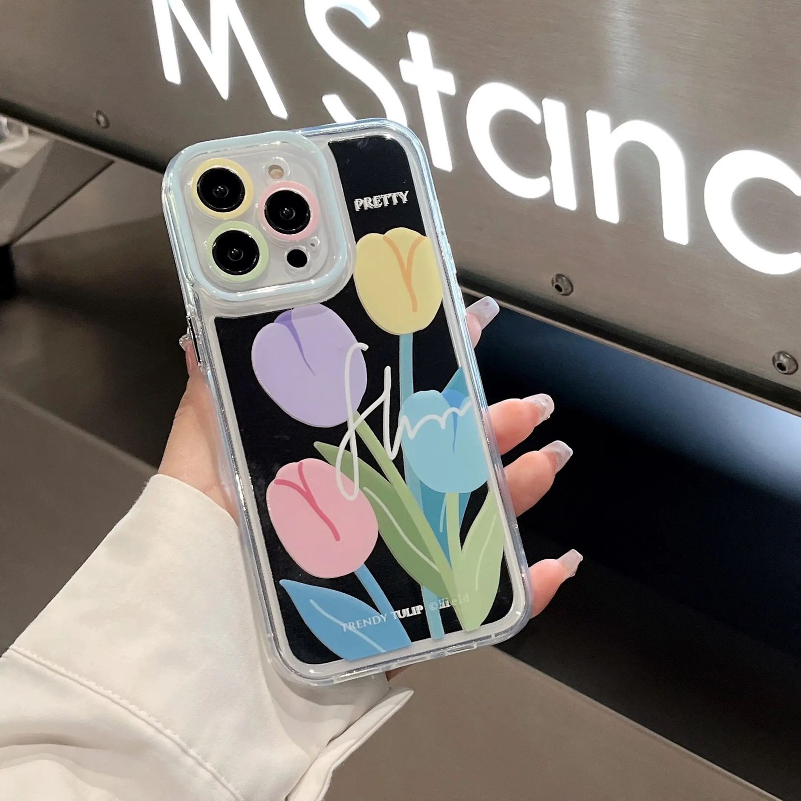 Tulip Floral Mirror iPhone Hybrid Silicone Case