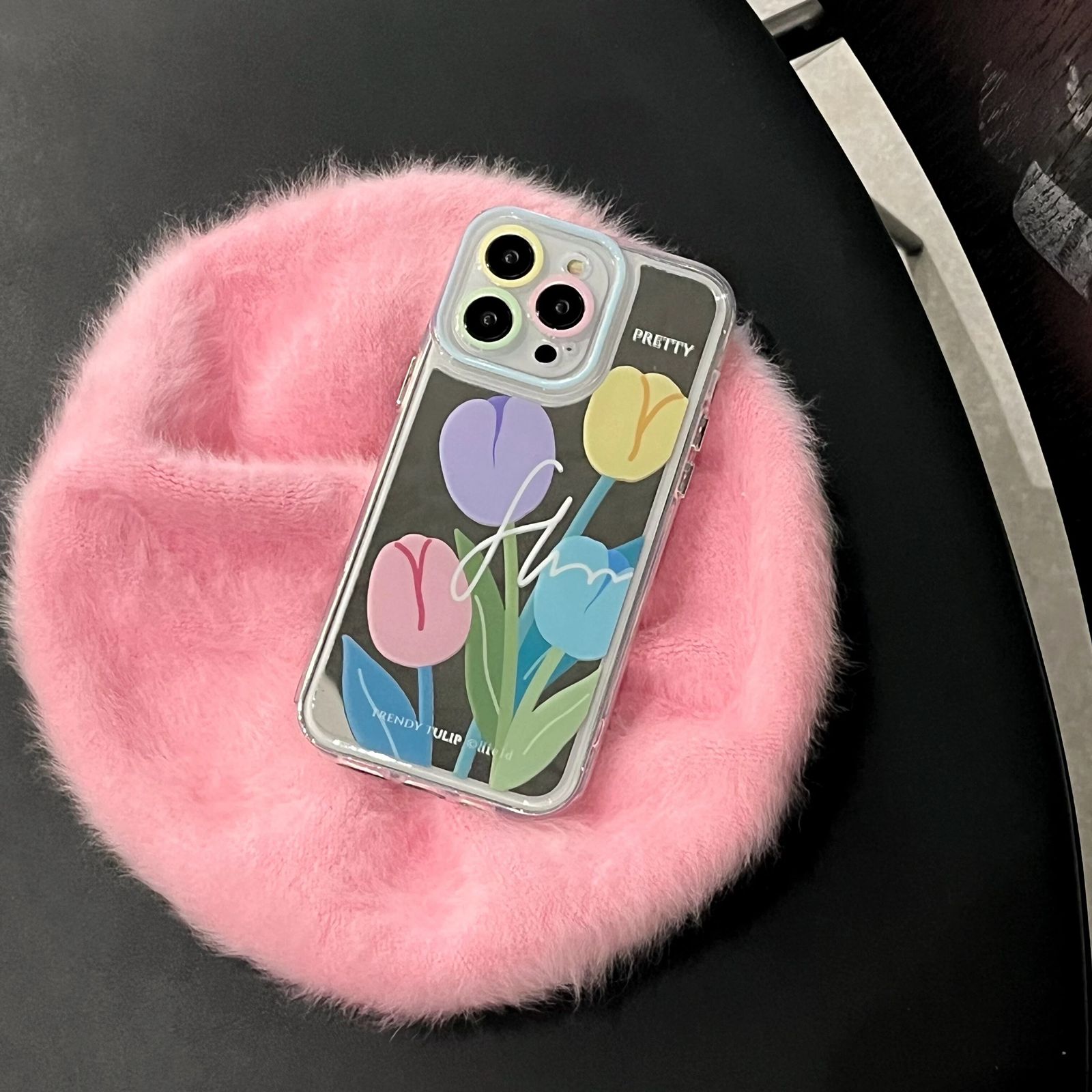 Tulip Floral Mirror iPhone Hybrid Silicone Case