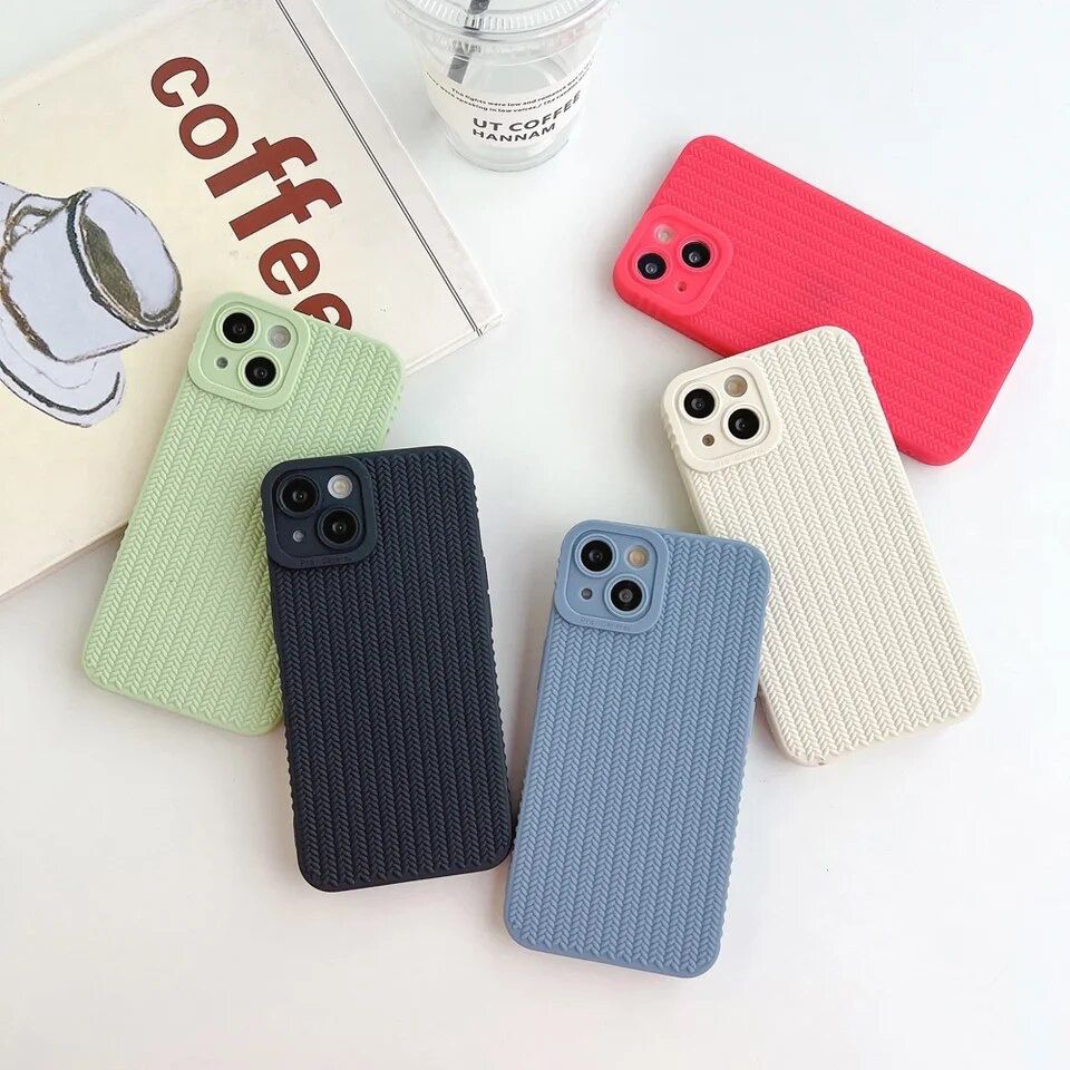 Protective Apple iPhone Back Cover - Armor Shockproof Textured Weave Matte iPhone Soft Silicone Case - Style 2