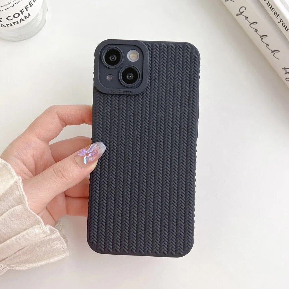 Protective Apple iPhone Back Cover - Armor Shockproof Textured Weave Matte iPhone Soft Silicone Case - Style 9