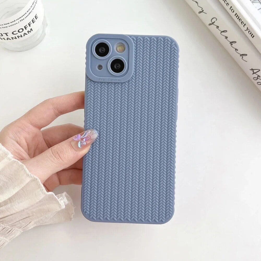 Protective Apple iPhone Back Cover - Armor Shockproof Textured Weave Matte iPhone Soft Silicone Case - Style 10