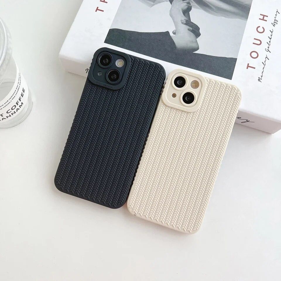 Protective Apple iPhone Back Cover - Armor Shockproof Textured Weave Matte iPhone Soft Silicone Case - Style 8
