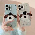 Protective Apple iPhone Back Cover - Candy Blue Cute Dog Holder iPhone Soft Silicone Case