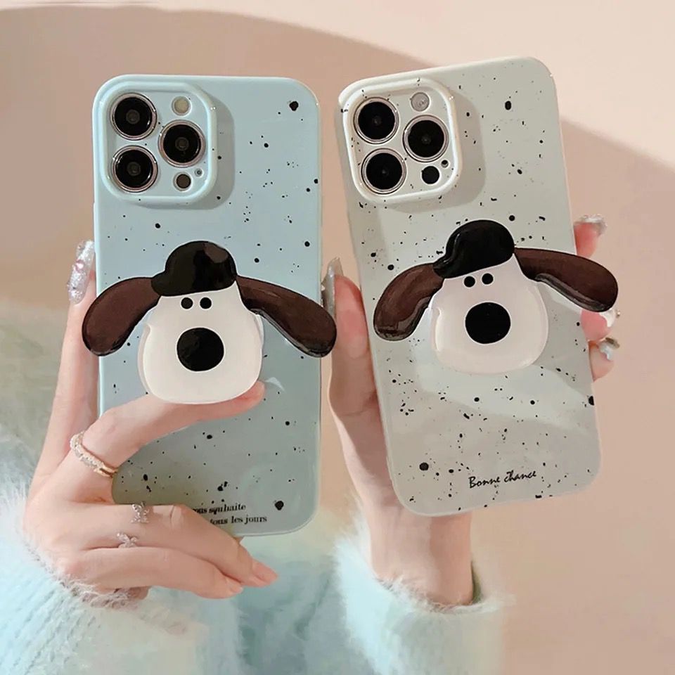 Protective Apple iPhone Back Cover - Candy Blue Cute Dog Holder iPhone Soft Silicone Case