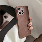 Protective Apple iPhone Back Cover - Frosted Brown Leather Anti-Fall iPhone Soft Case - Style 4