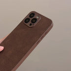 Protective Apple iPhone Back Cover - Frosted Brown Leather Anti-Fall iPhone Soft Case - Style 5