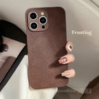 Protective Apple iPhone Back Cover - Frosted Brown Leather Anti-Fall iPhone Soft Case