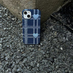 Protective Apple iPhone Back Cover - Denim Blue Love Heart iPhone Fabric Soft Case - Style 2
