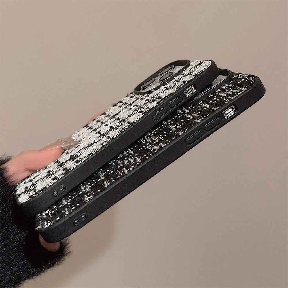 Woven Warm Fabric Grid iPhone Bumper Soft Silicone Case