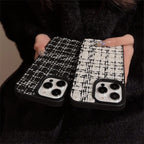 Protective Apple iPhone Back Cover - Woven Warm Fabric Grid iPhone Bumper Soft Silicone Case - Style 5
