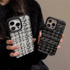 Protective Apple iPhone Back Cover - Woven Warm Fabric Grid iPhone Bumper Soft Silicone Case - Style 2