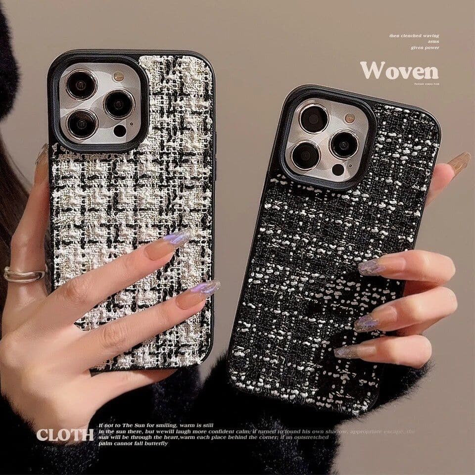 Protective Apple iPhone Back Cover - Woven Warm Fabric Grid iPhone Bumper Soft Silicone Case - Style 6
