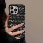 Protective Apple iPhone Back Cover - Woven Warm Fabric Grid iPhone Bumper Soft Silicone Case - Style 4