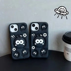 Protective Apple iPhone Back Cover - Black 3D Attached 2 in 1 Holder iPhone Rubber Silicone Case - Style 6