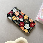 Protective Apple iPhone Back Cover - Black With Colorful Floral Flowers Textured Soft Silicone iPhone Case - Style 5
