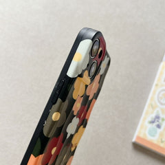 Black With Colorful Floral Flowers Textured Soft Silicone iPhone Case