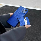 Protective Apple iPhone Back Cover - Solid Blue Textured Matching Airpod Soft Silicone iPhone Case - Style 4