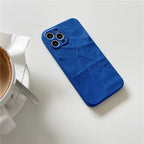 Protective Apple iPhone Back Cover - Solid Blue Textured Matching Airpod Soft Silicone iPhone Case - Style 6