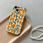 Protective Apple iPhone Back Cover - Orange Green Leaves Floral Textured Soft Silicone iPhone Case - Style 4