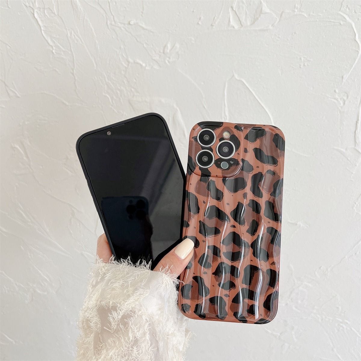Protective Apple iPhone Back Cover - Brown Leopard Textured Soft Silicone iPhone Case - Style 4