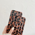 Protective Apple iPhone Back Cover - Brown Leopard Textured Soft Silicone iPhone Case - Style 5