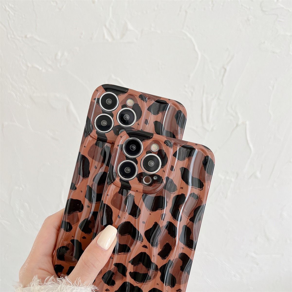 Protective Apple iPhone Back Cover - Brown Leopard Textured Soft Silicone iPhone Case - Style 5