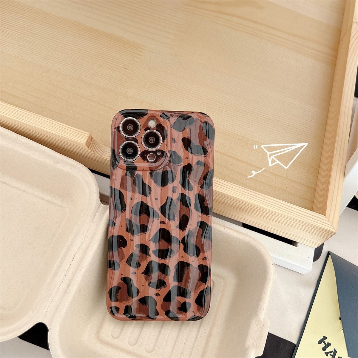 Protective Apple iPhone Back Cover - Brown Leopard Textured Soft Silicone iPhone Case - Style 7