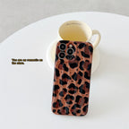 Protective Apple iPhone Back Cover - Brown Leopard Textured Soft Silicone iPhone Case - Style 2