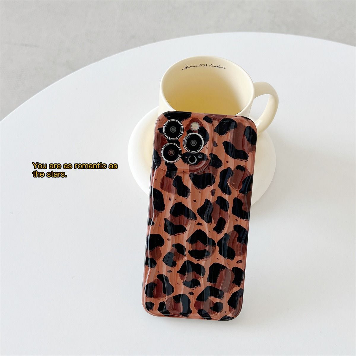 Protective Apple iPhone Back Cover - Brown Leopard Textured Soft Silicone iPhone Case - Style 2