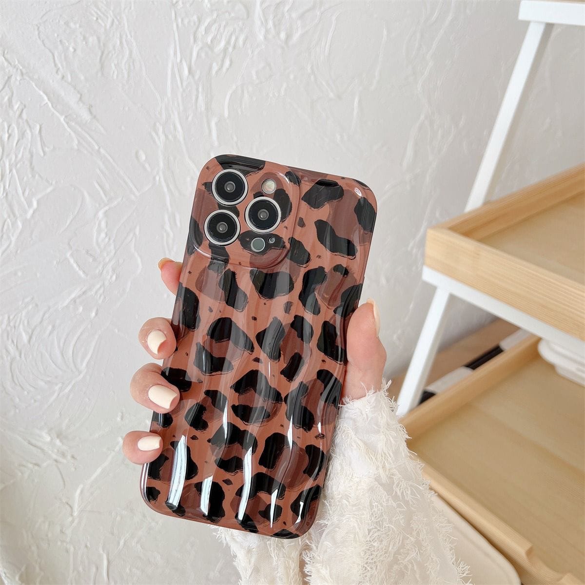 Protective Apple iPhone Back Cover - Brown Leopard Textured Soft Silicone iPhone Case - Style 6