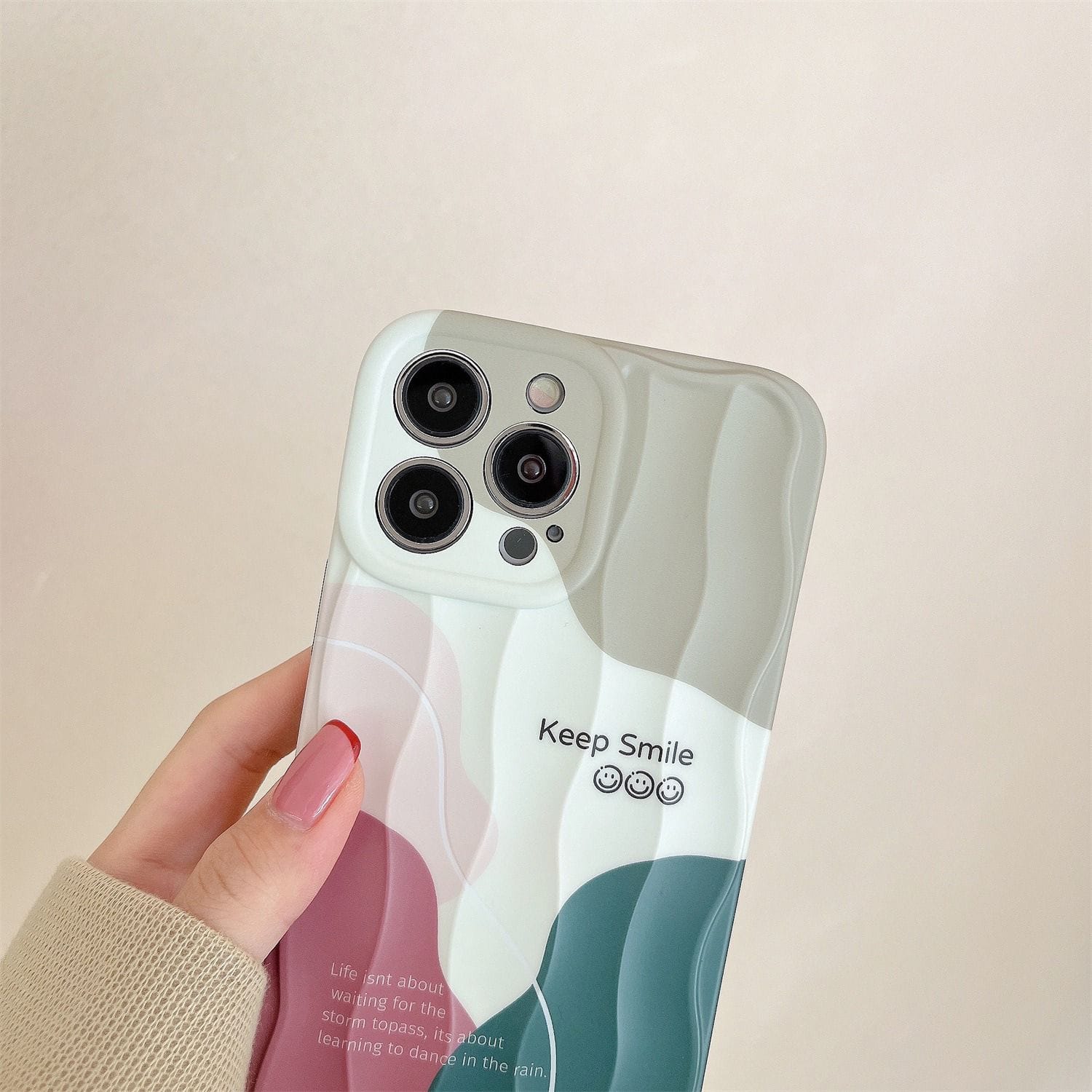 Protective Apple iPhone Back Cover - Aesthetic Keep Smile Textured Soft Silicone iPhone Case - Style 6