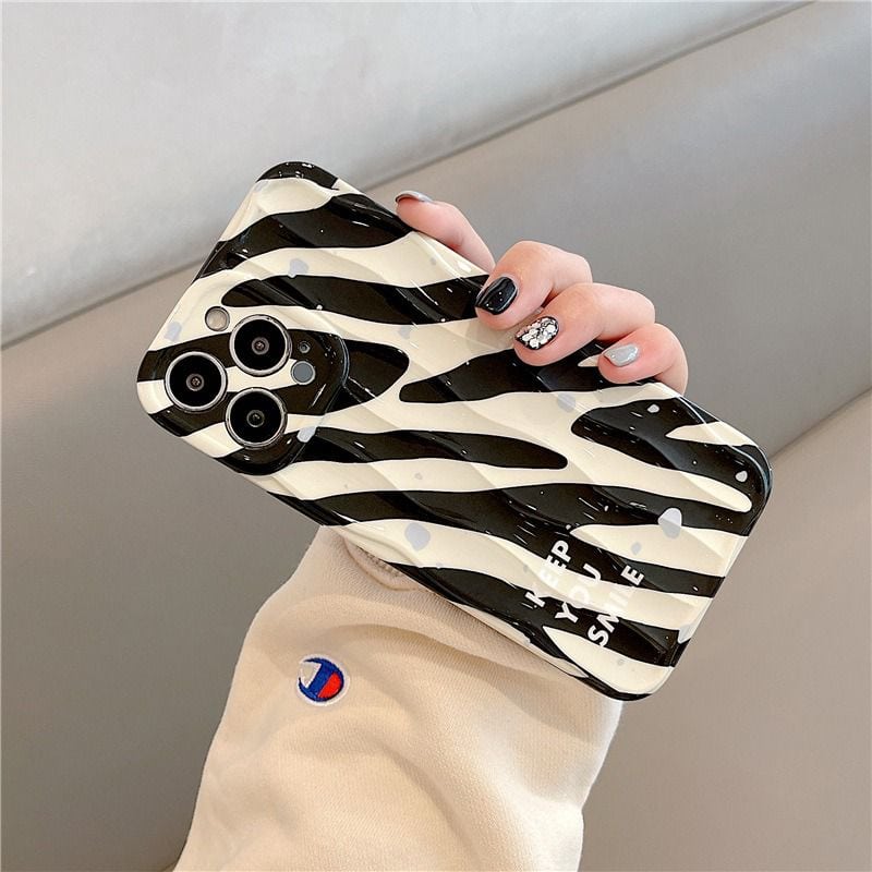 Protective Apple iPhone Back Cover - Zebra Keep You Smile Textured Soft Silicone iPhone Case - Style 2
