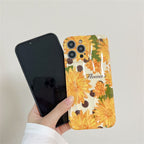 Protective Apple iPhone Back Cover - Orange Big Floral Flowers Textured Soft Silicone iPhone Case - Style 4