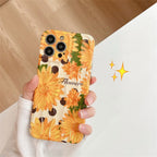 Protective Apple iPhone Back Cover - Orange Big Floral Flowers Textured Soft Silicone iPhone Case