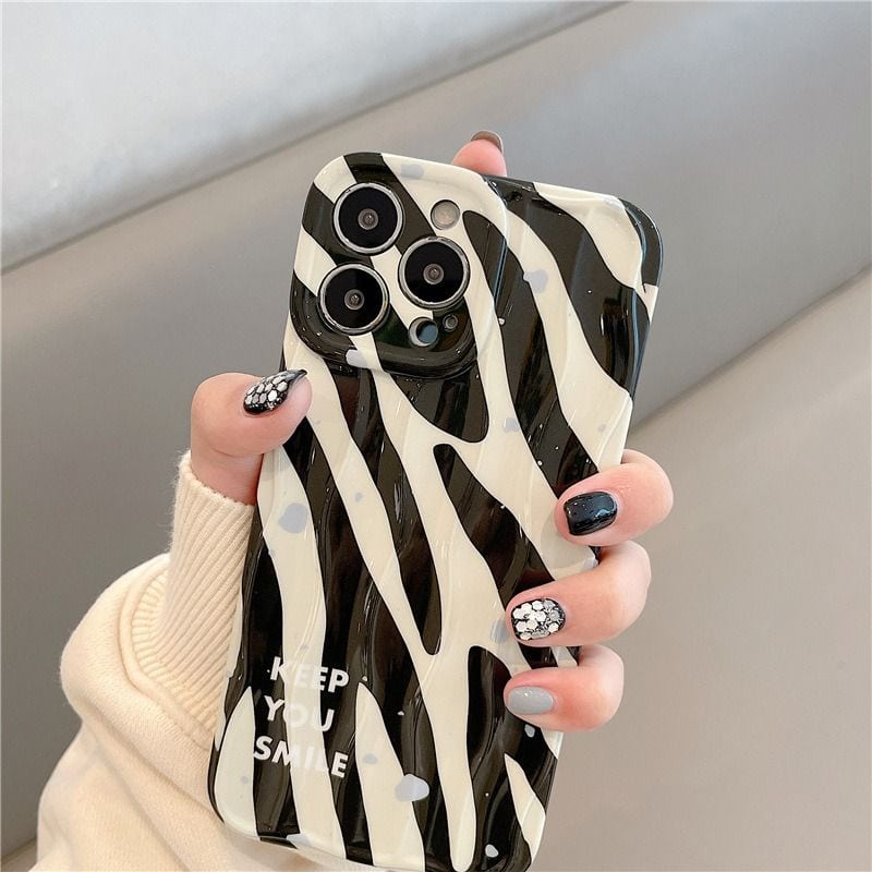 Protective Apple iPhone Back Cover - Zebra Keep You Smile Textured Soft Silicone iPhone Case - Style 3