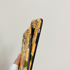 Protective Apple iPhone Back Cover - Orange Big Floral Flowers Textured Soft Silicone iPhone Case - Style 5