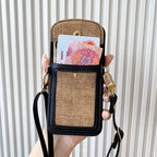 Protective Apple iPhone Back Cover - Luxury Fabric Wallet Crossbody Black White iPhone Soft Silicone Case - Style 5