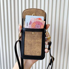 Luxury Fabric Wallet Crossbody Black White iPhone Soft Silicone Case