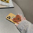 Protective Apple iPhone Back Cover - Yellow Happy Teddy Bear Phone Holder iPhone Soft Case - Style 2