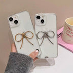 Protective Apple iPhone Back Cover - Silver Bow High Quality Transparent iPhone Soft Case - Style 3