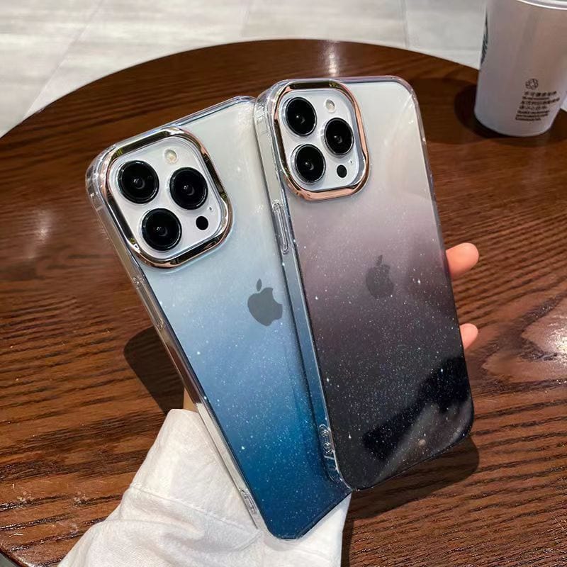 Protective Apple iPhone Back Cover - Luxury Gradient High Quality Transparent Glitter iPhone Case - Style 2
