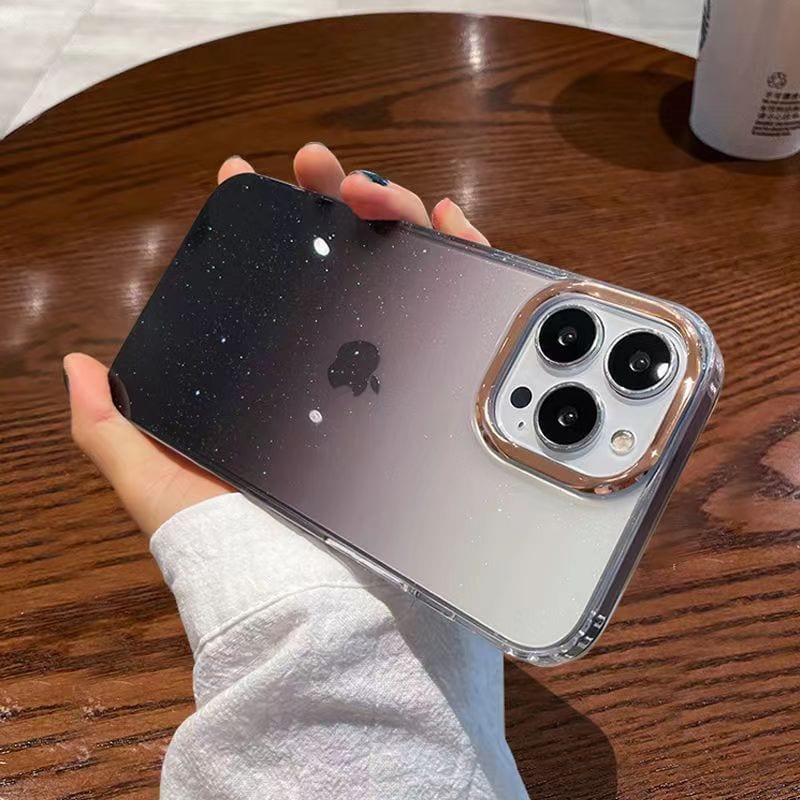 Protective Apple iPhone Back Cover - Luxury Gradient High Quality Transparent Glitter iPhone Case