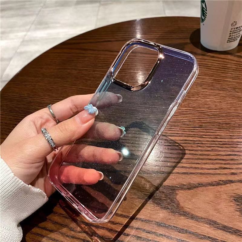 Protective Apple iPhone Back Cover - Luxury Gradient High Quality Transparent Glitter iPhone Case - Style 3