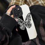 Protective Apple iPhone Back Cover - B/W Butterfly iPhone Textured Silicone Case - Style 2
