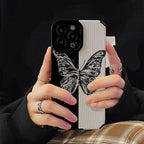 Samsung B/W Butterfly Textured Silicone Case Mobile Case by CoverMeUp - Style 3